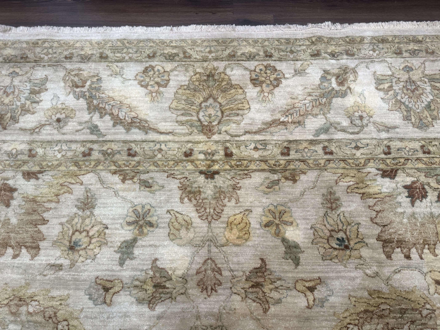 Palace Size Rug 12x15, Neutral Light Colors, Oat, Peshawar Chobi Oushak Rug, Handmade Wool Rug