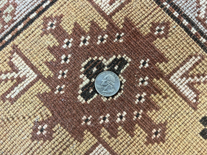 Turkish Hand Knotted Wool Rug 7x10 Vintage Kazak Geometric Pattern