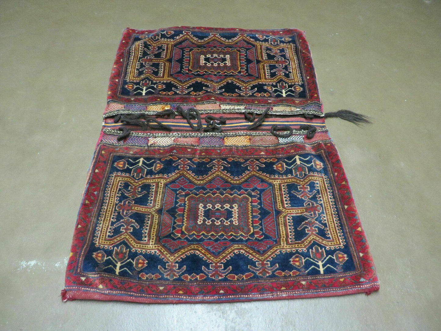 Antique Turkish Saddle Bag Rug Hand Made Tribal Wool 1950s Decor