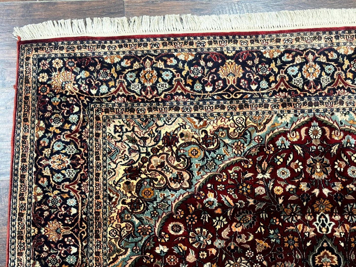4x6 Silk Rug, Very Fine 650 KPSI, Silk Persian Carpet, Red, Floral Medallion, Sino Persian