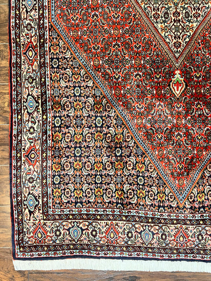 Persian Bidjar Rug 5x10 Hand Knotted Wool Vintage Carpet Mahi Herati Pattern