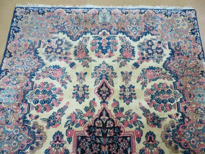 Antique Persian Kirman Rug Hand Knotted Wool Floral Medallion Carpet 3 9 By 6 6