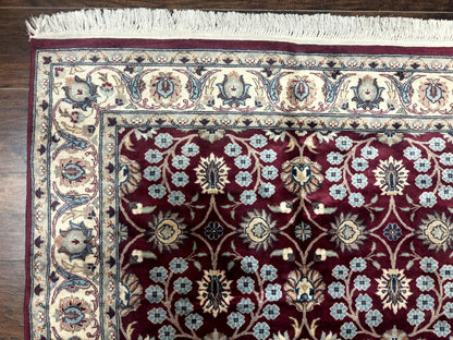 Pak Persian Rug 4x6, Floral Allover, Vintage Wool Carpet, Plum and Ivory