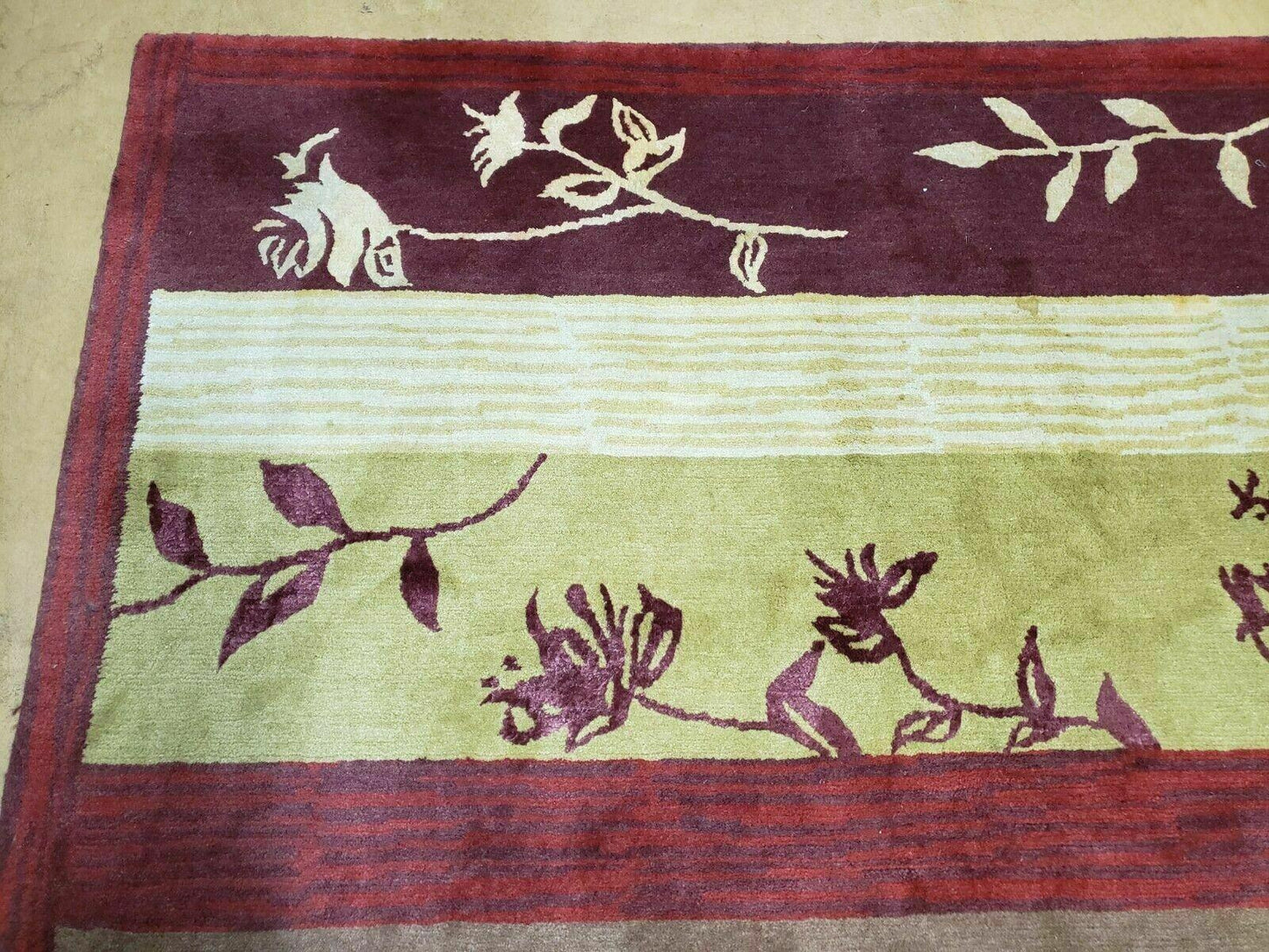 Tibetan Wool Rug Hand Knotted 8x11 Floral Design Modern Contemporary Decor