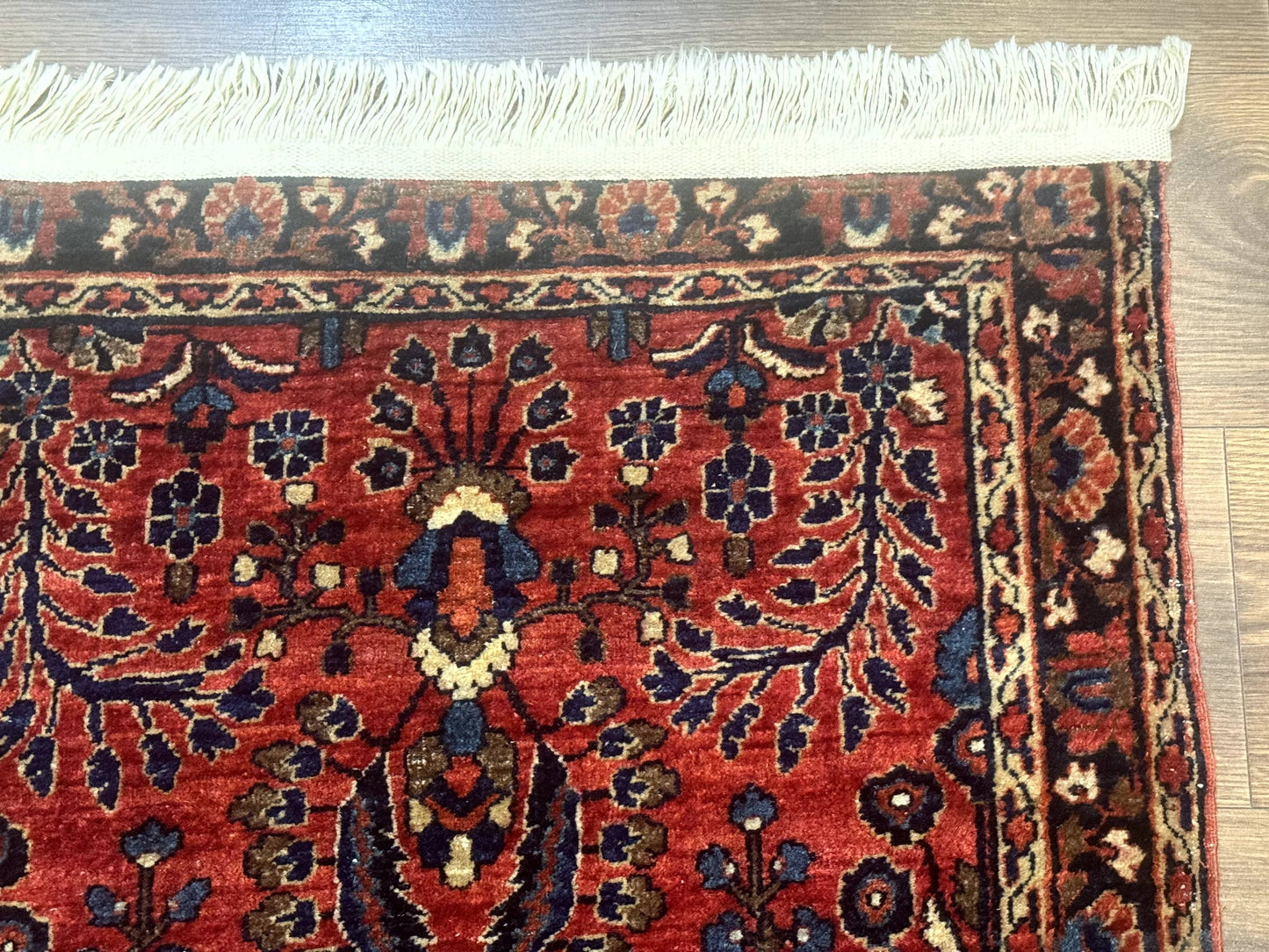 Persian Sarouk Rug Small Red Floral Antique 2 Ft 7 In By 4 Ft 9 In