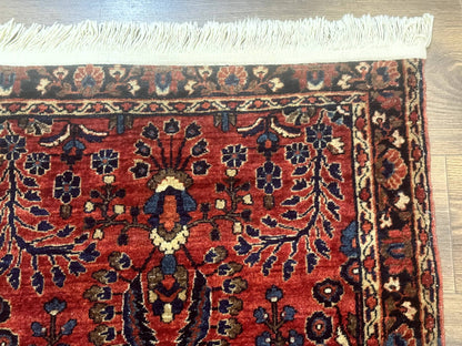 Persian Sarouk Rug Small Red Floral Antique 2 Ft 7 In By 4 Ft 9 In