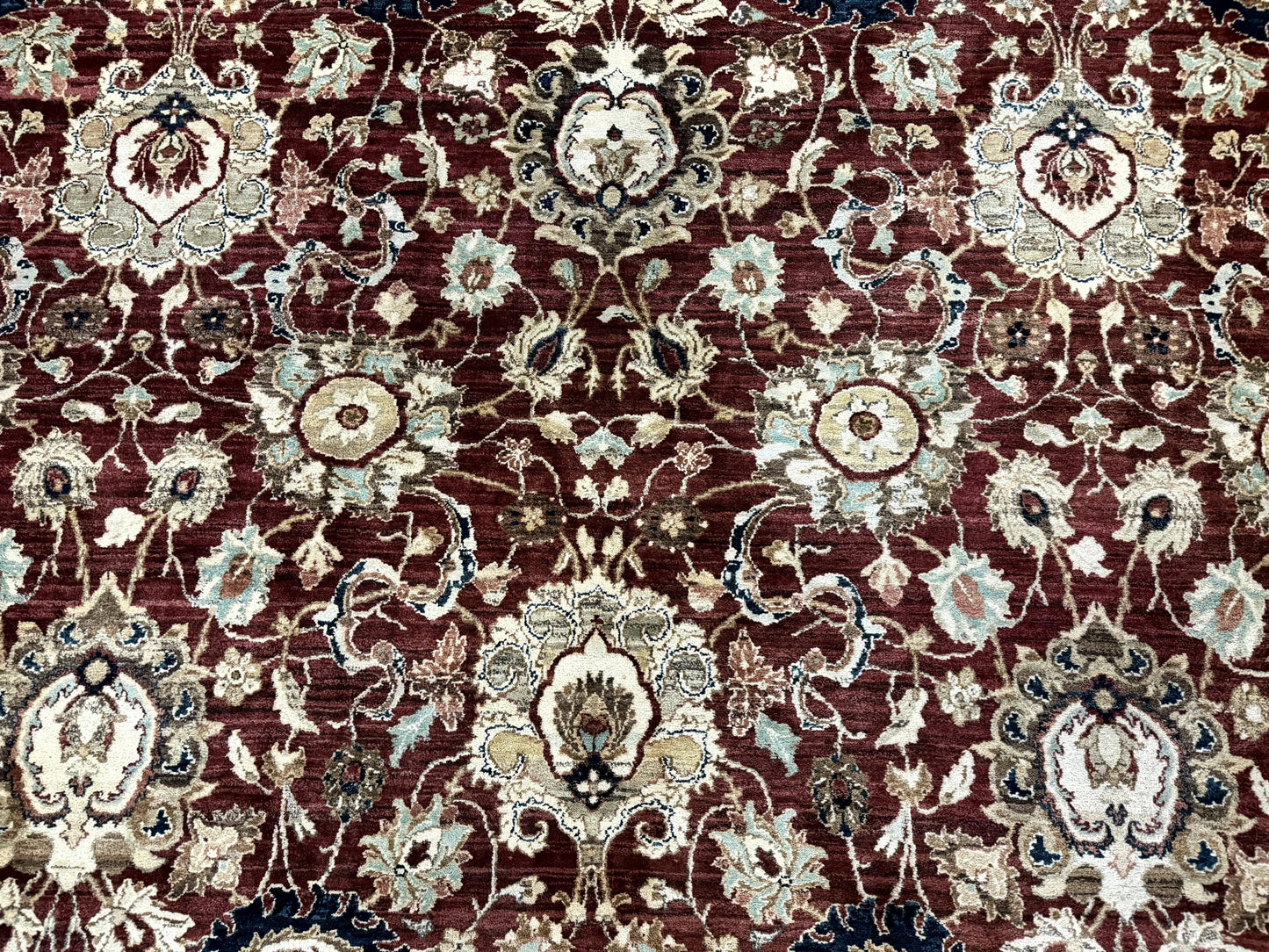 Palace Sized Indian Agra Rug 12x17, Wool Handmade Floral Allover Carpet