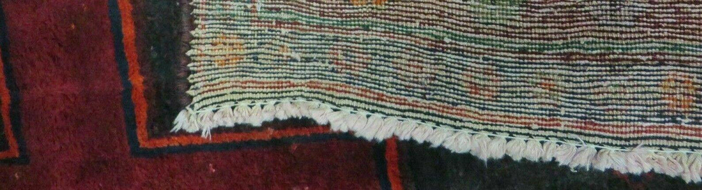 Antique Handmade Wool Rug India Geometric Oriental Vegetable Dyes 4x8 Vintage