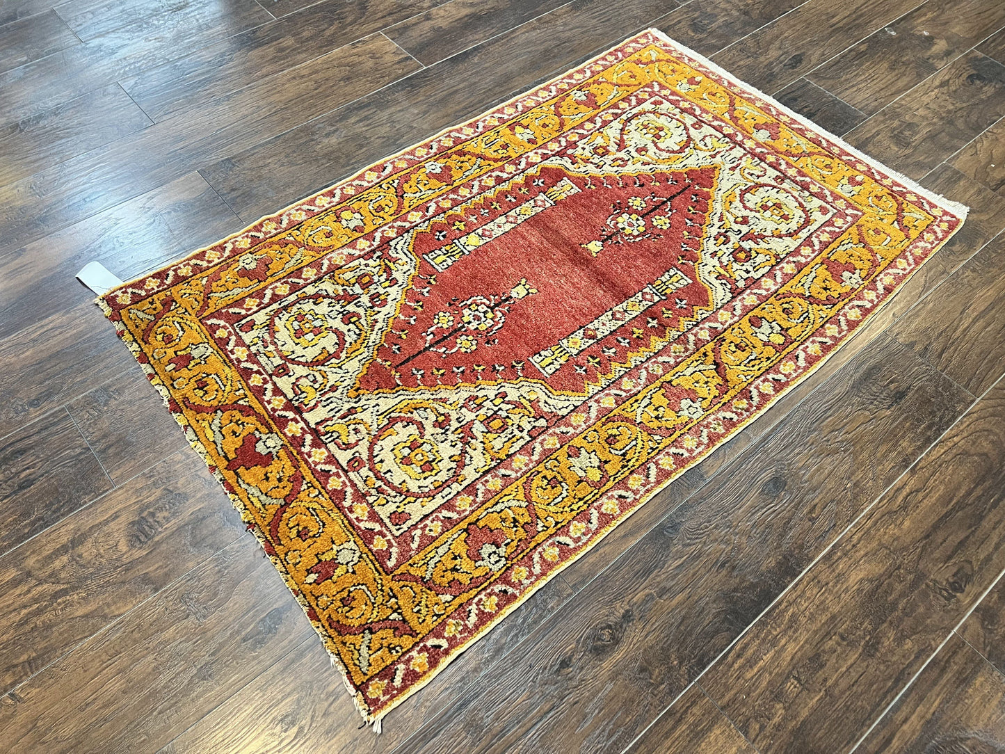 Antique Turkish Prayer Rug 3x5 Hand Knotted Oushak Wool Mehrab Vintage Carpet