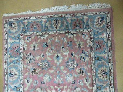 2' 8" X 12' Vintage Handmade India Floral Wool Runner Rug Nice