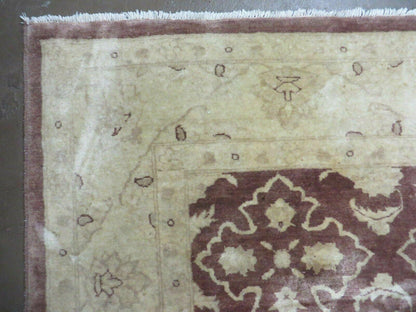 Vintage Peshawar Rug Chobi Floral Wool Hand Knotted Vegetable Dye 7x10 Ft