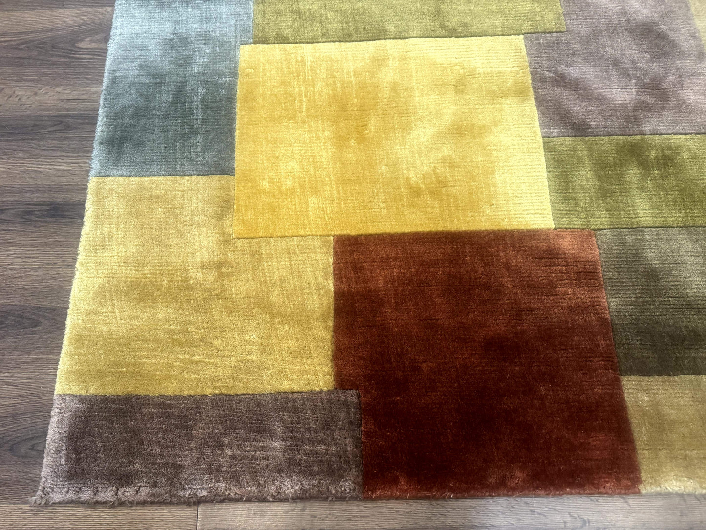 Tibetan Wool Rug 8x10 Modern Handknotted Multicolor Thick Pile