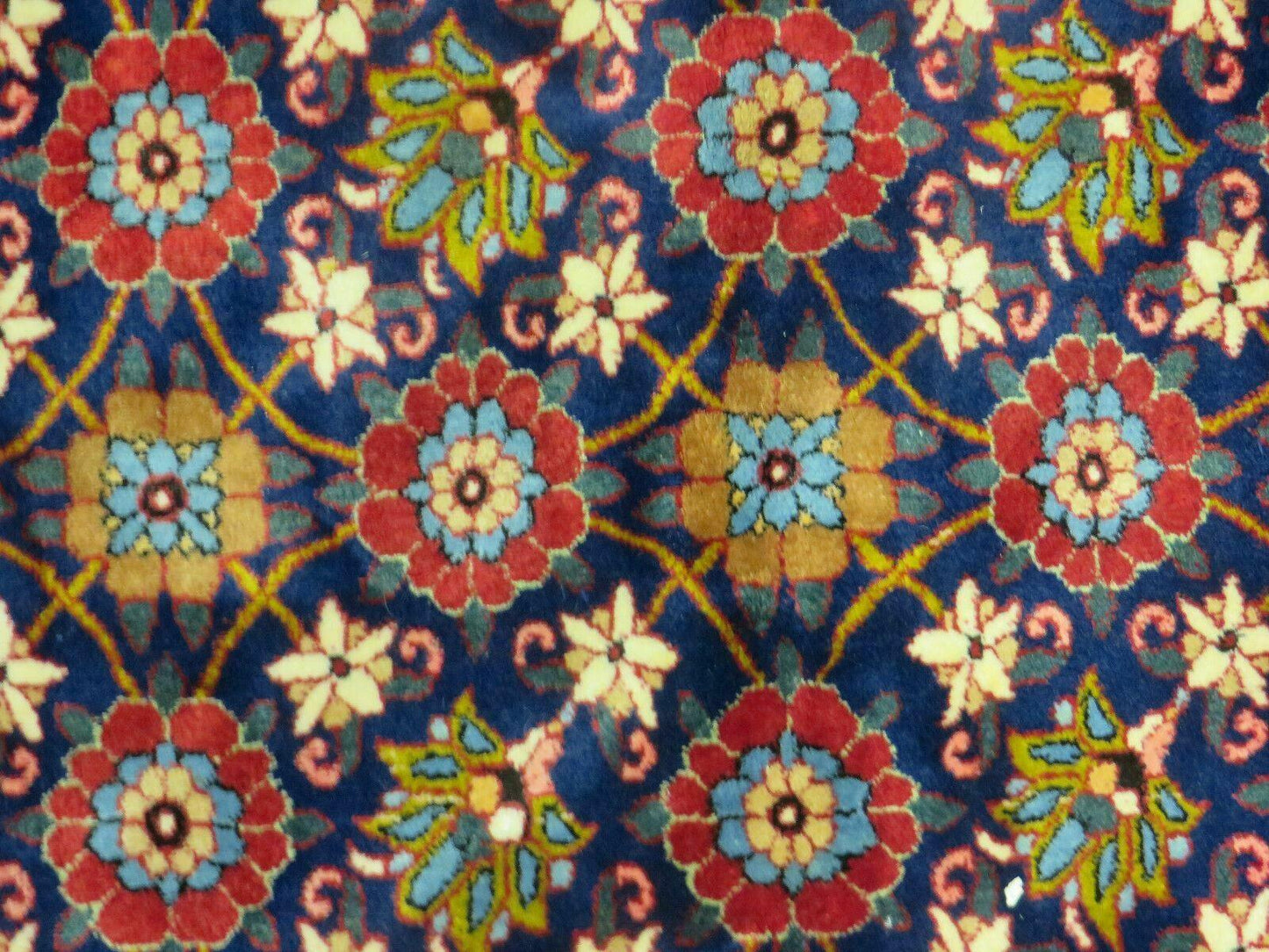 Navy Blue Antique Persian Rug 7x11, Veramin Mina Khani Repeated Allover Pattern, Vintage Authentic Hand Knotted Handmade Wool Room Sized Carpet