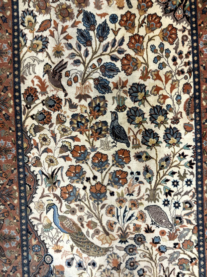 Small Pak Persian Rug 3x5, Peacock Birds Floral