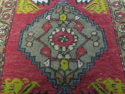 Antique Turkish Oushak Wool Rug Yastik 20 by 38 Inches Handmade
