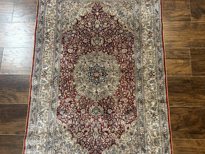 Sino Persian Silk Rug 3x5, Super Fine 440 KPSI, Floral Medallion, Handmade