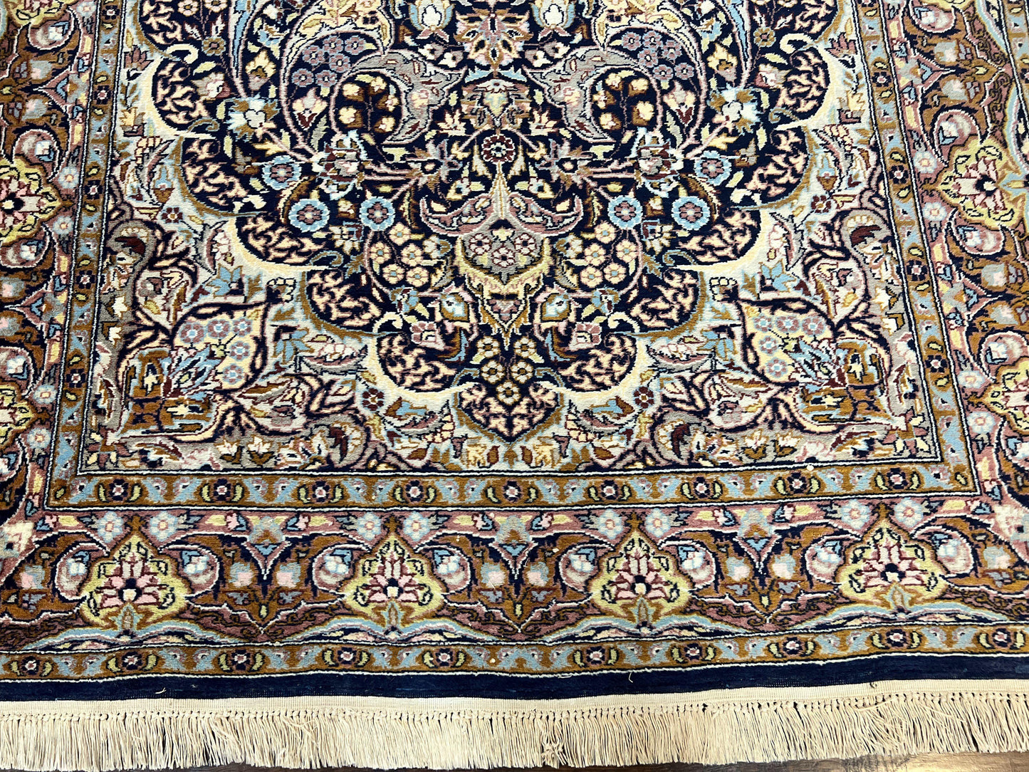 Pak Persian Rug 5x7 Navy Blue Hand Knotted Wool Floral Medallion Oriental Carpet