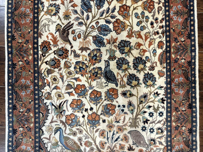 Small Pak Persian Rug 3x5, Peacock Birds Floral
