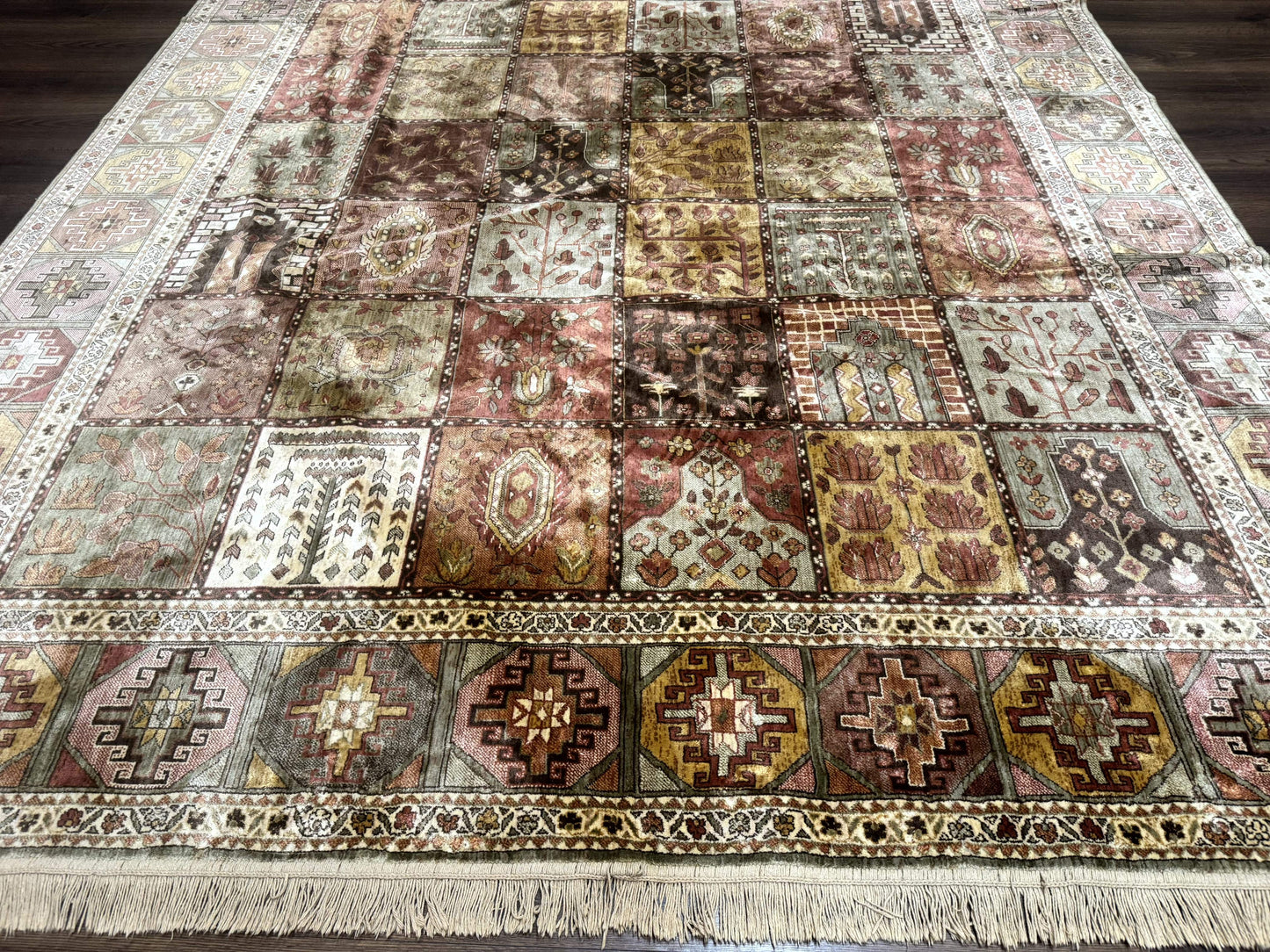 Panel Design Rug 8 x 10.6, Oriental Carpet, Belgium Power Loomed Rug