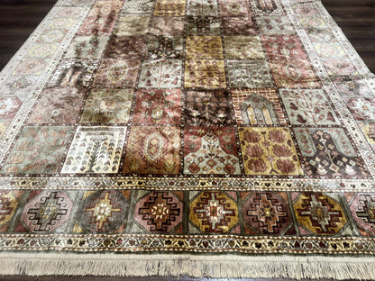 Panel Design Rug 8 x 10.6, Oriental Carpet, Belgium Power Loomed Rug