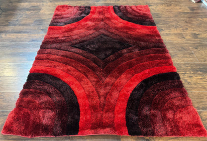 Red And Black Wool Shag Rug 5x7 Pair A Modern Area Decor For Living Rooms