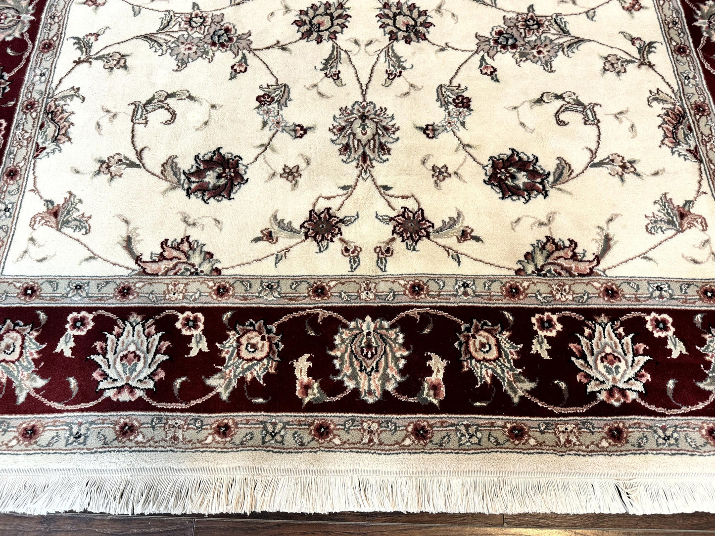 Ivory and Burgundy Pak Persian Rug 6x9