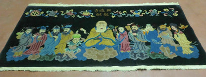 Chinese Wool Pictorial Rug Hand Knotted Vintage Confucius Immortals Scene Carpet