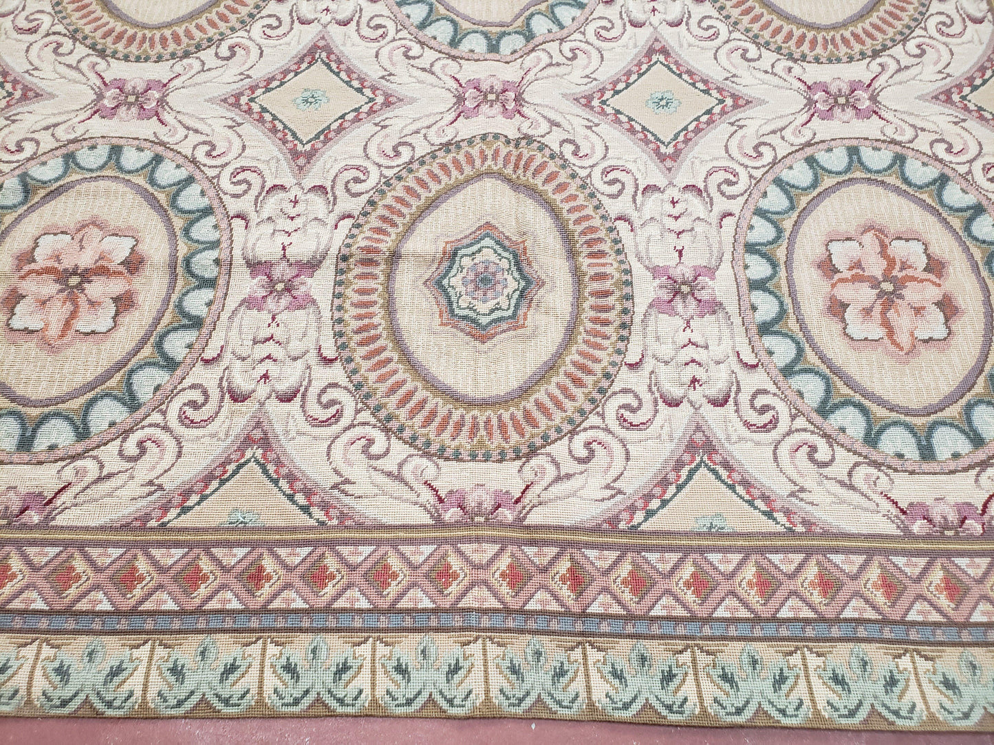 Handmade Needlepoint Rug 6x9 Flatweave Victorian Elegant Living Room Decor