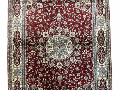 Vintage Handmade Chinese Silk Rug 4x6 Hand Knotted Oriental Silk 400 KPSI