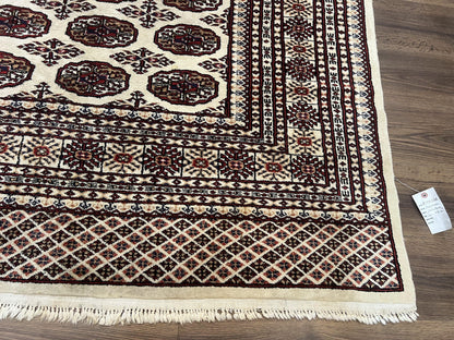 Pakistani Turkoman Rug 6x9 Hand Knotted Wool Oriental Carpet Yamud Bohemian Bokhara Rug