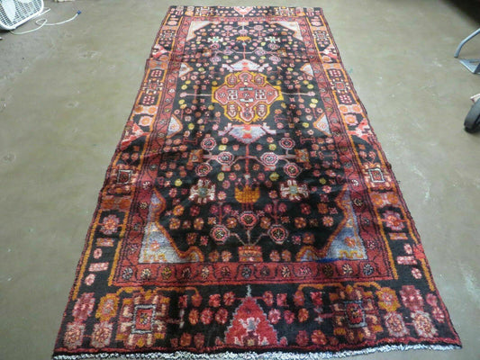 Antique Turkish Rug 4x10 Handmade Tribal Floral Wool Oriental Vintage Carpet