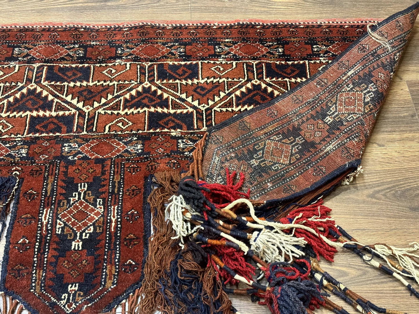 Antique Afghan Beshir Tent Header Rug Hand Knotted Wool Tribal Collectible