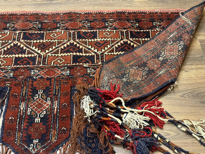 Antique Afghan Beshir Tent Header Rug Hand Knotted Wool Tribal Collectible