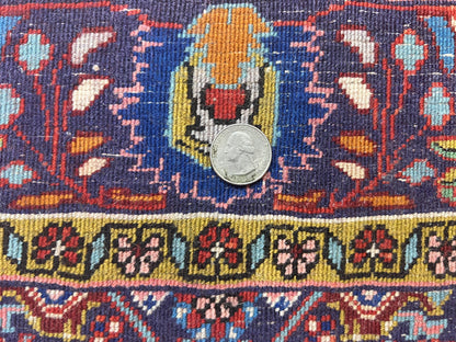 Persian Bidjar Rug 4x6 Handmade Wool Oriental Carpet With Herati Mahi Pattern Vintage Red