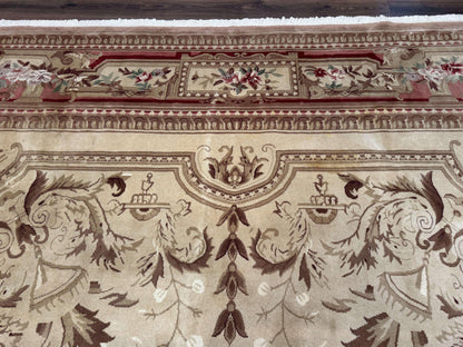Palace Size Aubusson Rug 12x18, Extra Large, French European Carpet, Soft Wool Pile, Elegant