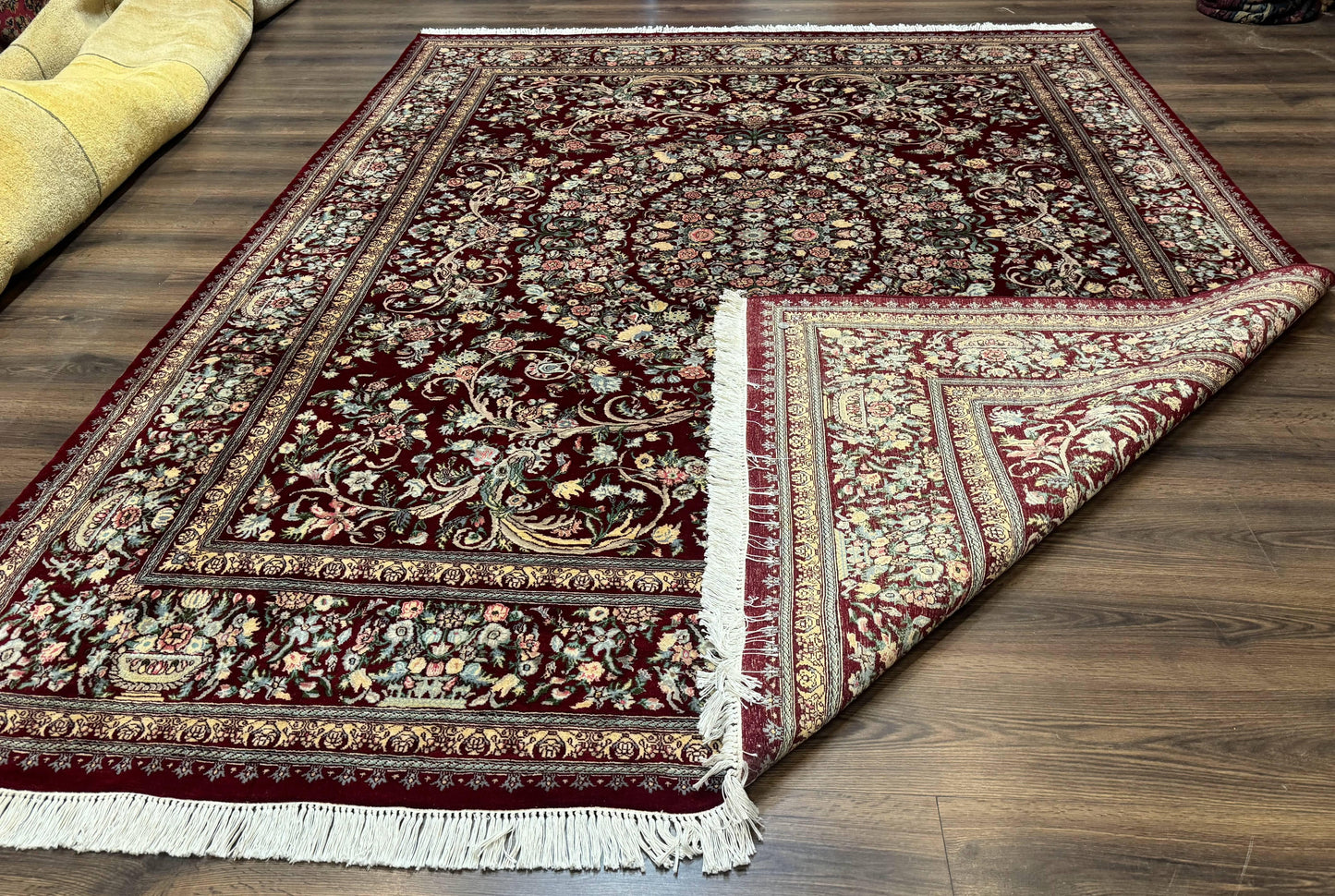 Burgundy Persian Rug 8x10, Pak Persian Floral Carpet, Very Fine 300 KPSI