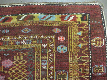 Antique Caucasian Shirvan Wool Rug 52x68 Handmade Colorful Armenian Rug
