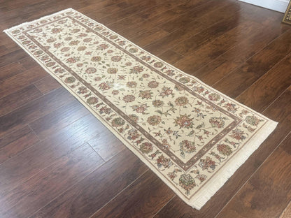 Pak Persian Runner Rug 2.6 x 8ft, Oriental Carpet for Hallway or Kitchen, Handmade, Wool and Silk Highlights