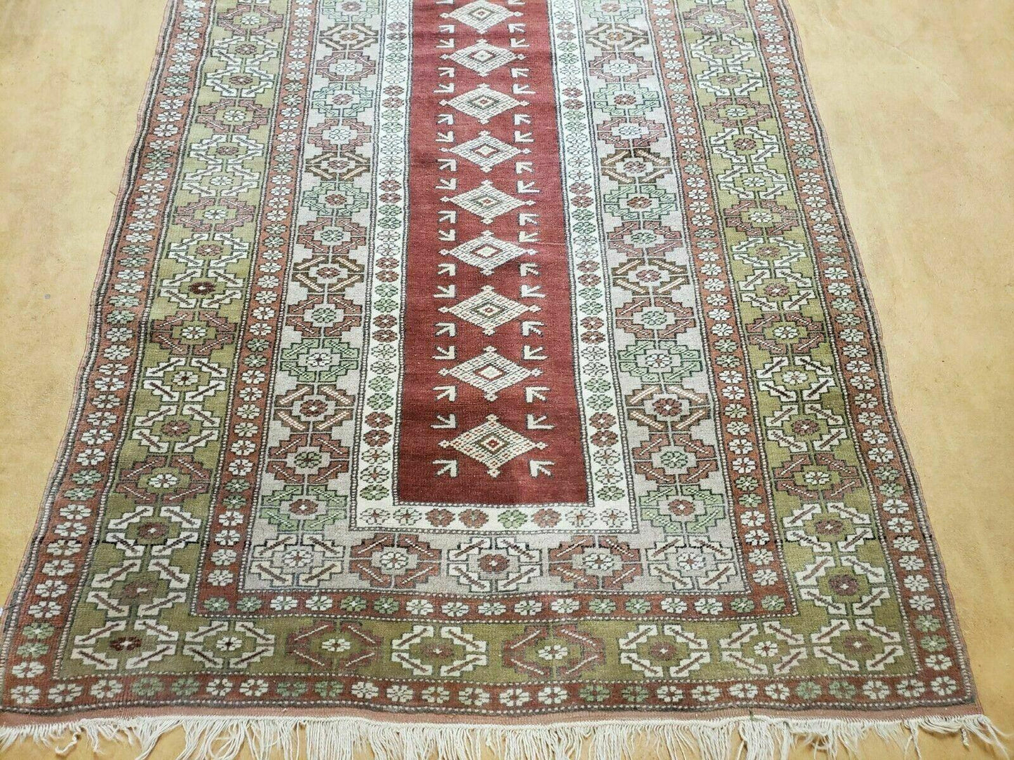 Antique Turkish Oushak Wool Rug Handmade 4 By 8 Feet 49 By 91 Inches