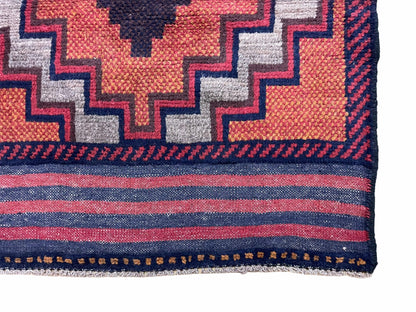 Balouchi Hand Knotted Vintage Tribal Wool Rug Afghan Red 2 Ft 8 In By 4 Ft 8 In