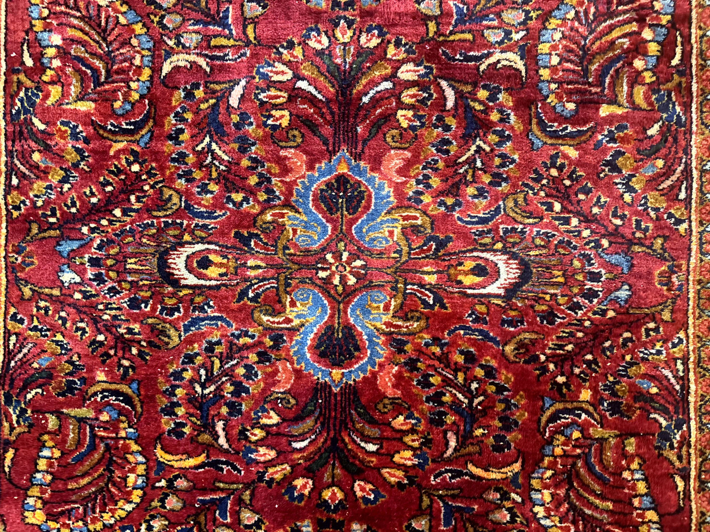 Persian Lilihan Rug 5x6 Red Floral Antique Persian Carpet