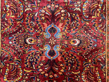 Persian Lilihan Rug 5x6 Red Floral Antique Persian Carpet