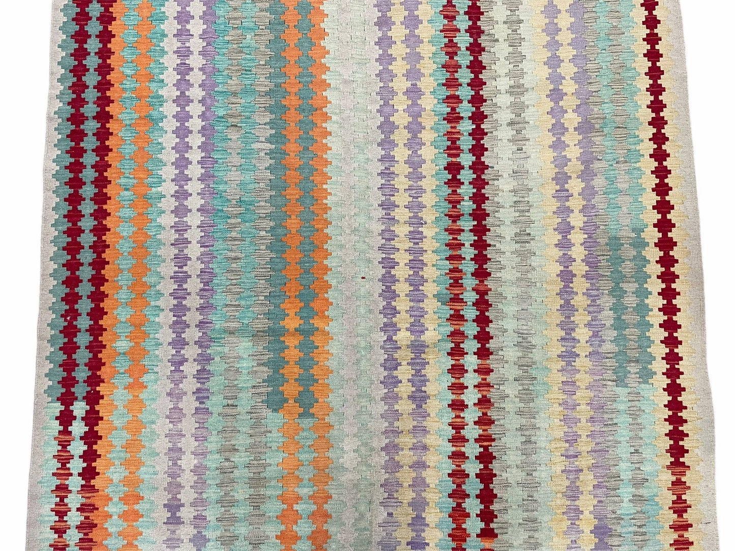 Colorful Kilim Rug 6x8 Turkish Flat Weave Wool Kilim Handmade Anatolian