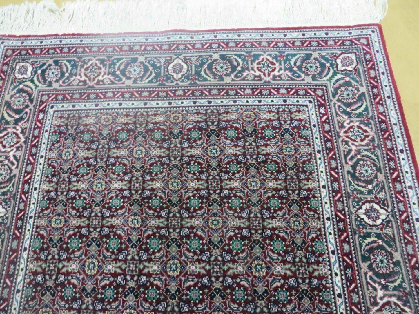 Amritsar Wool Silk Rug Vintage Handmade Medallion Harati Pattern 3x5 Indian Antique