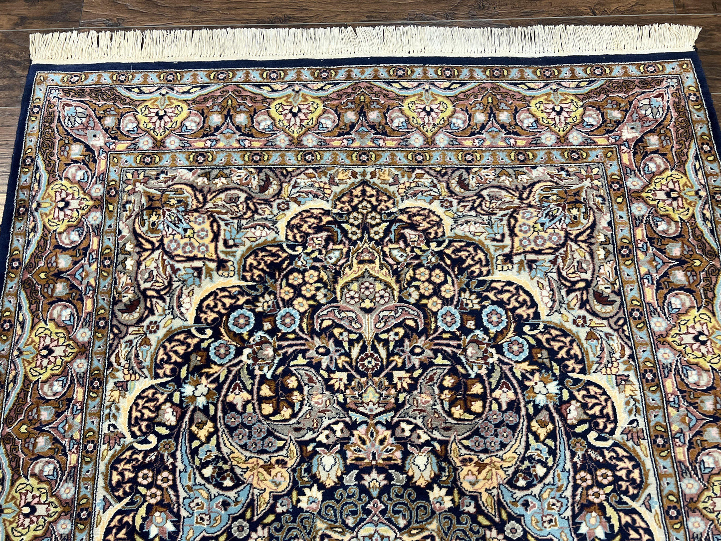 Pak Persian Rug 5x7 Navy Blue Hand Knotted Wool Floral Medallion Oriental Carpet