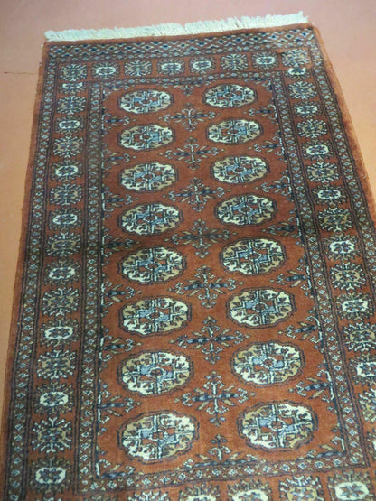 Turkoman Bokhara Wool Rug Vintage Handmade Pakistan 32x49 Fine Weave