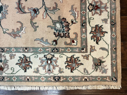 Indo Persian Rug 6x9 Handmade Vintage Wool Carpet With Floral Allover Design