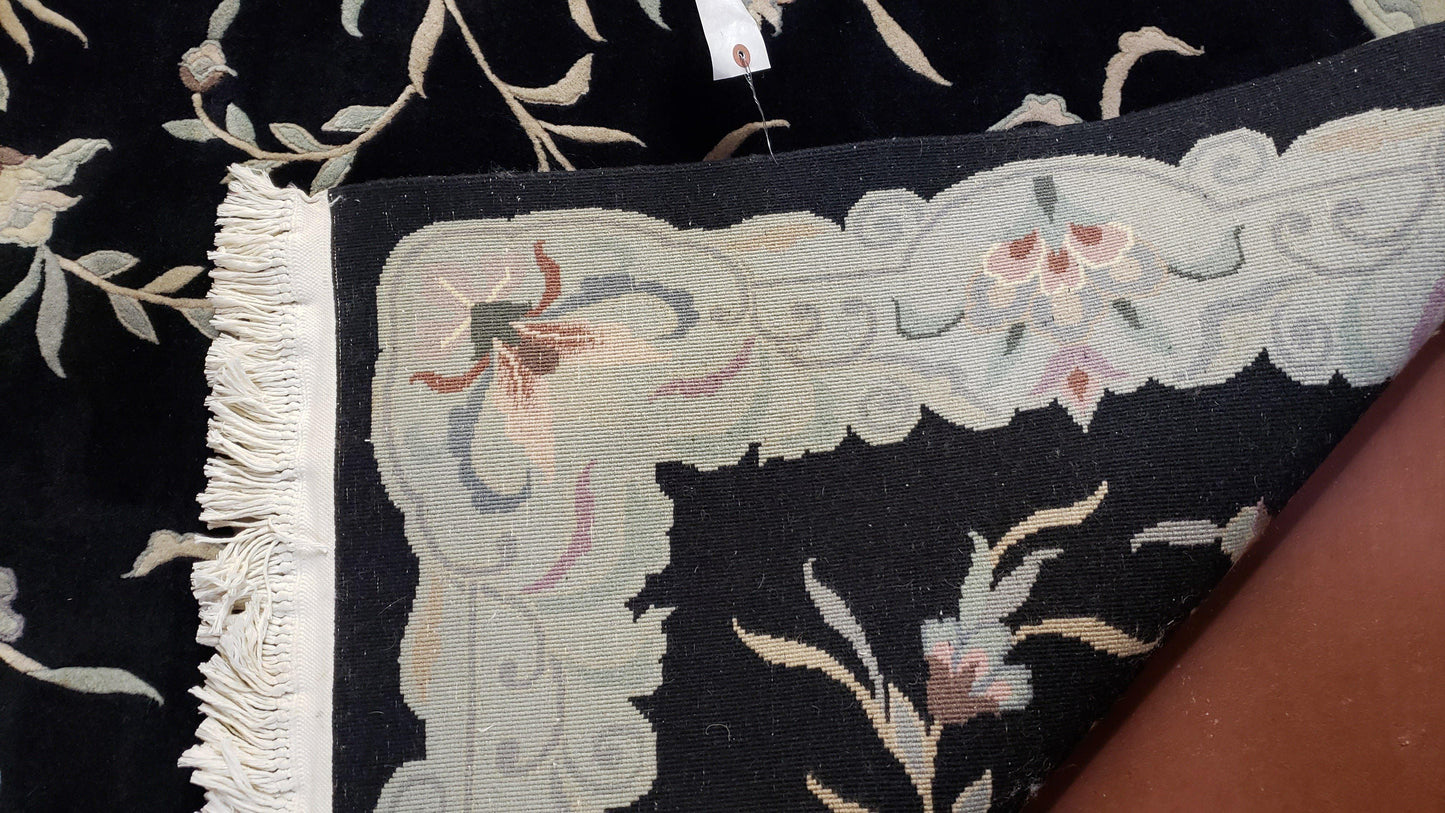 Vintage Hand Knotted Wool Rug 6x9 Chinese Floral Entryway Foyer Decor