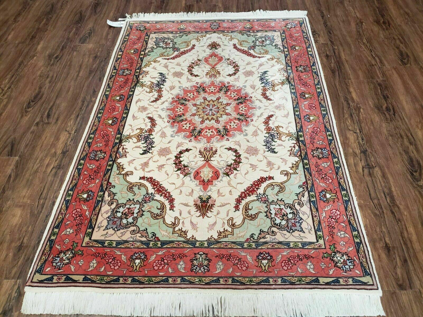 Turkish Rug Handmade Vintage Floral Oriental Wool 40 By 57 Inches