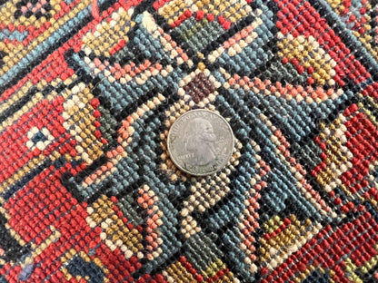 Persian Sarouk Rug 8x12 Hand Knotted Wool Antique Carpet With Cream Red Floral Medallion